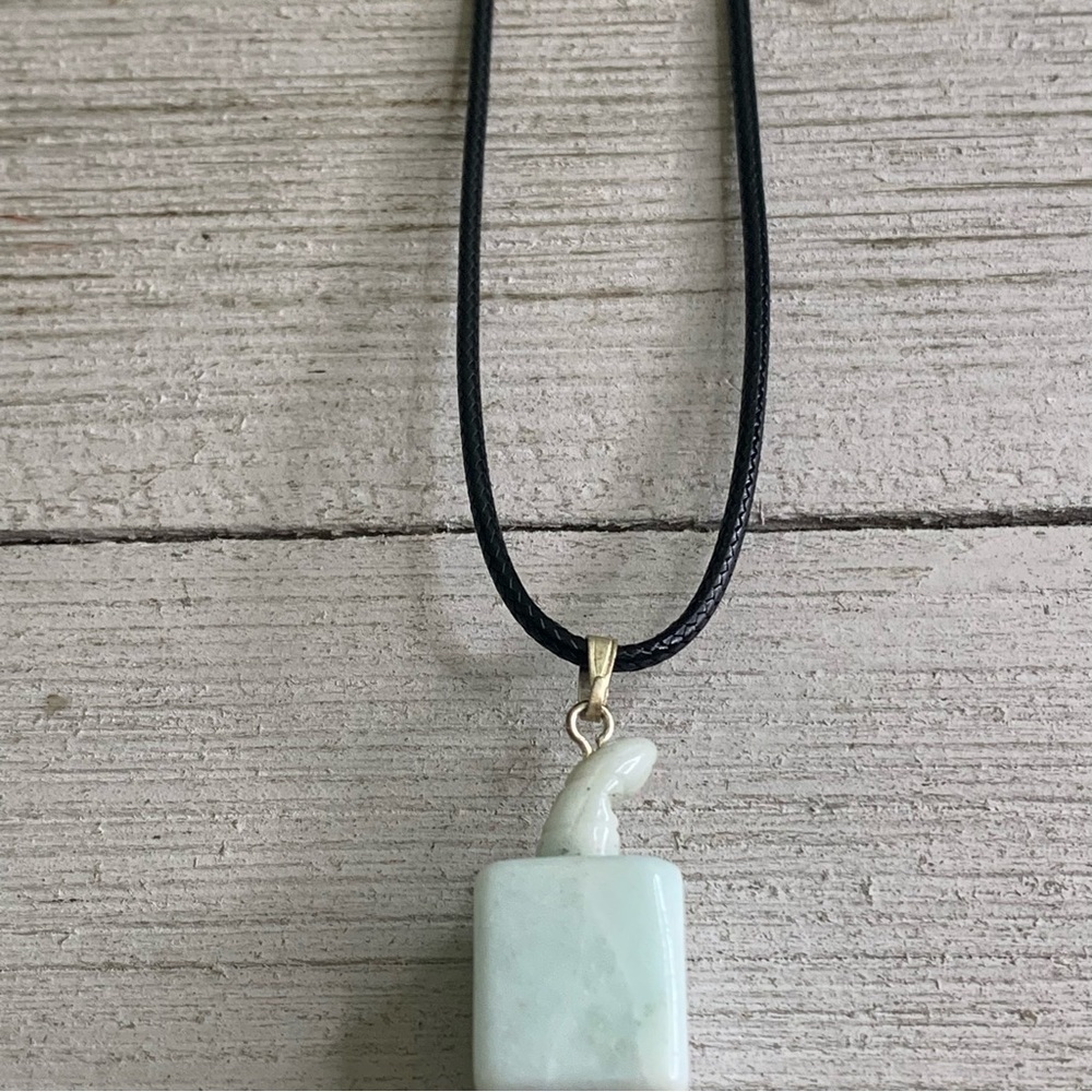Amazonite Stone Carved Perfume Bottle Pendant Necklace Adjustable Cord Chain 20" - Picture 2 of 9